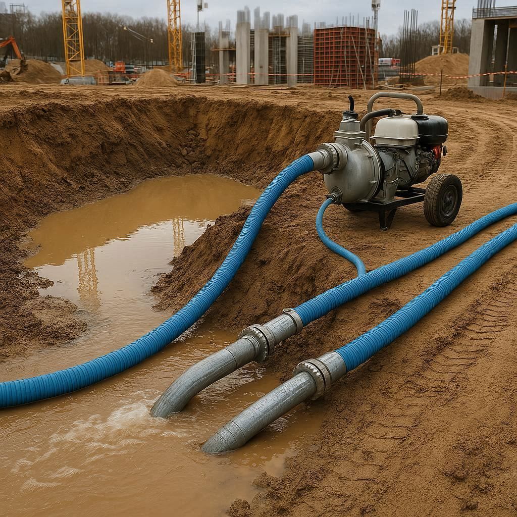 Водопонижение и осушение котлована в Тихвине